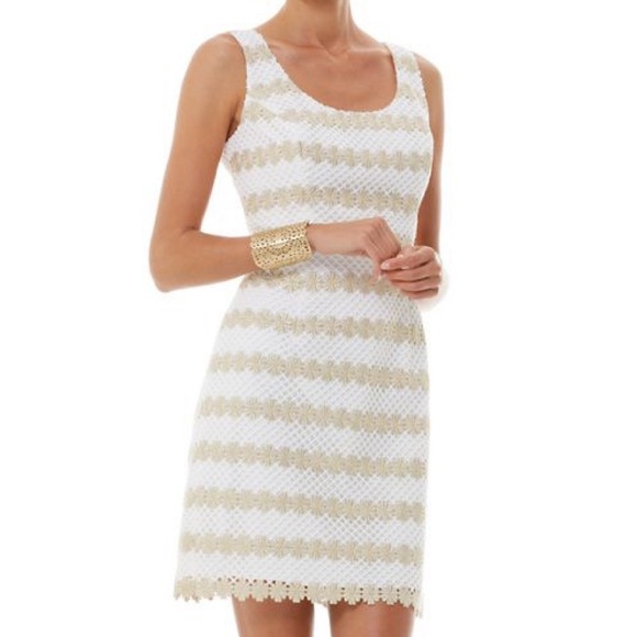 Lilly Pulitzer Dresses & Skirts - Lilly Pulitzer dress gold white lace sz 2